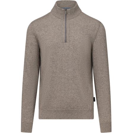 State Of Art Half Zip Trui Wool Blend Melange Taupe