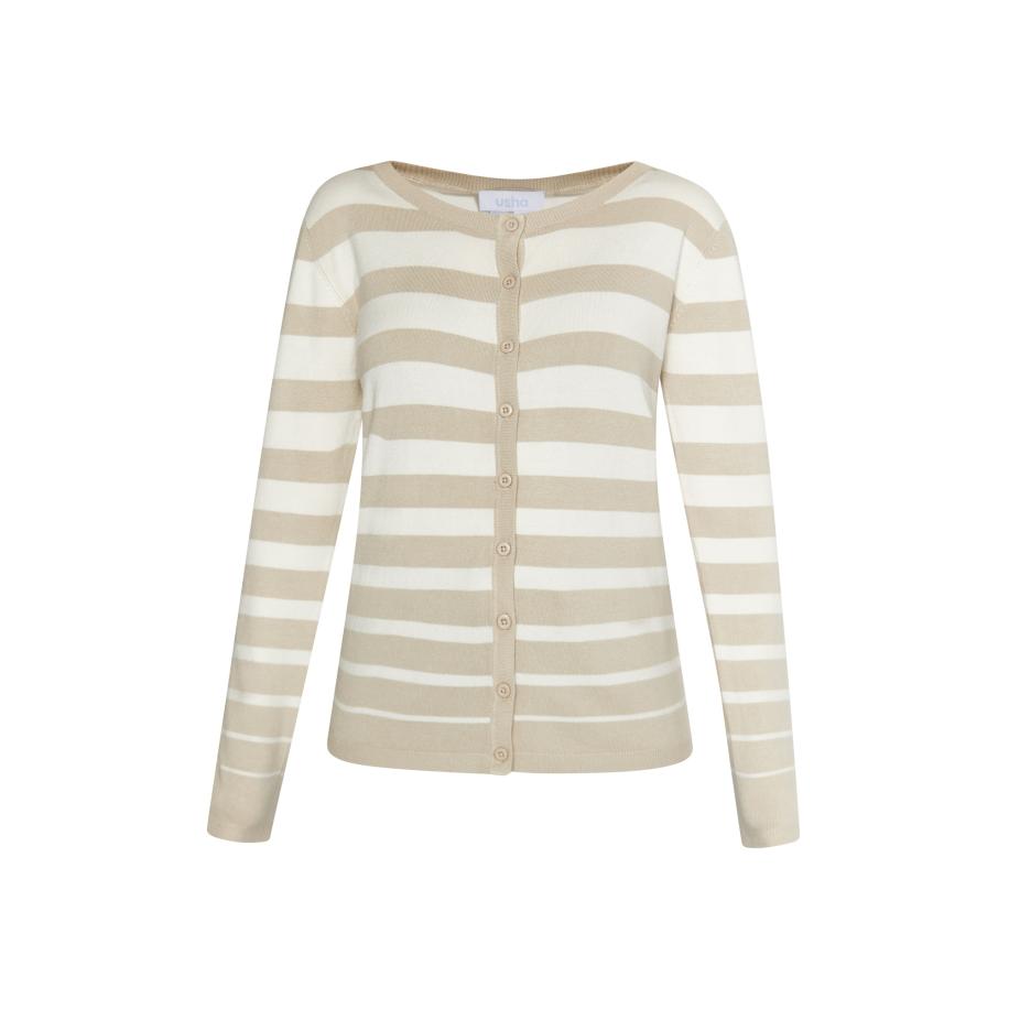 Usha usha BLUE LABEL Gebreid vest Fenia beige / wit -