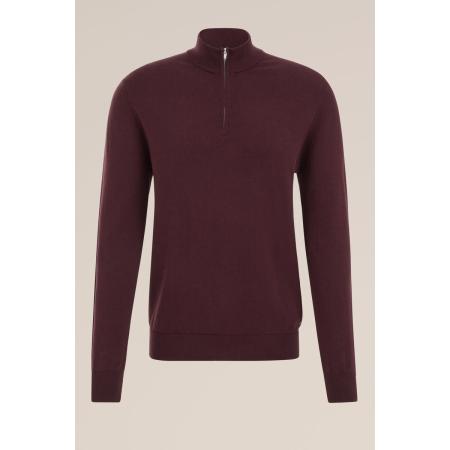 Fundamentals heren Slim fit trui met rits - Slim Fit - Bordeauxrood - Katoen - Maat: M
