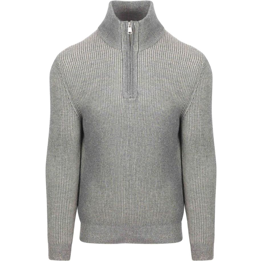 Marc O'Polo Halfzip Rib Grey Grijs