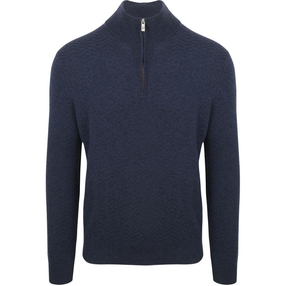 R2 Pullover Halfzip Weave Structure Navy Blauw