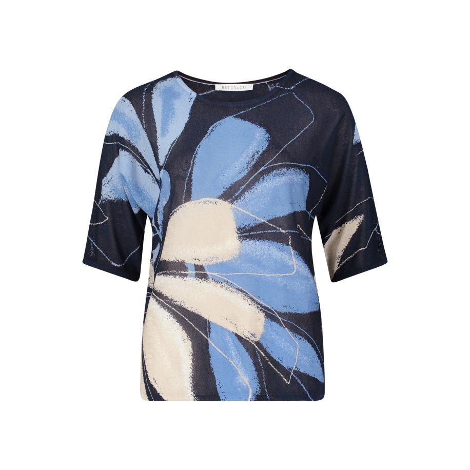 Betty & Co Betty & Co Trui beige / hemelsblauw / donkerblauw -