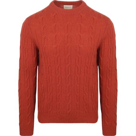Gant Pullover Crewneck Lambswool Cable Modern Rust