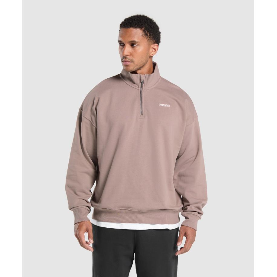 Gymshark Rest Day Sweats 1/4 Zip Powder Mauve Bruin