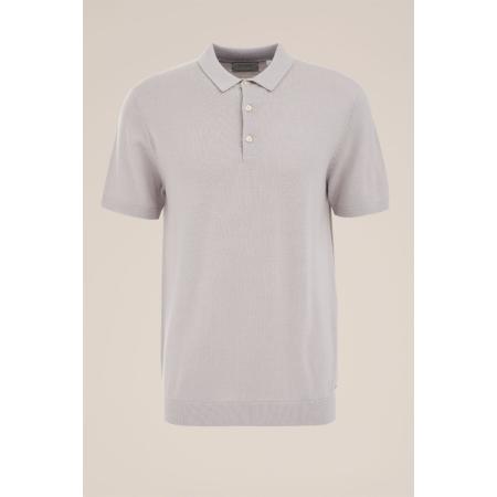 Van Gils heren Regular fit fijngebreide polo van merinowol - Regular fit - Lichtgrijs - Merino wol - Maat: XS