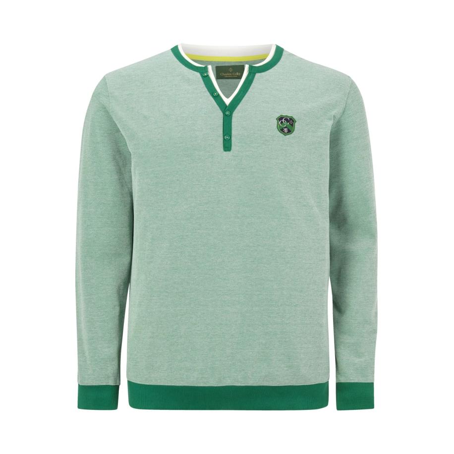 Charles Colby Sweatshirt V-halsgroen, Tweekleurig Groen