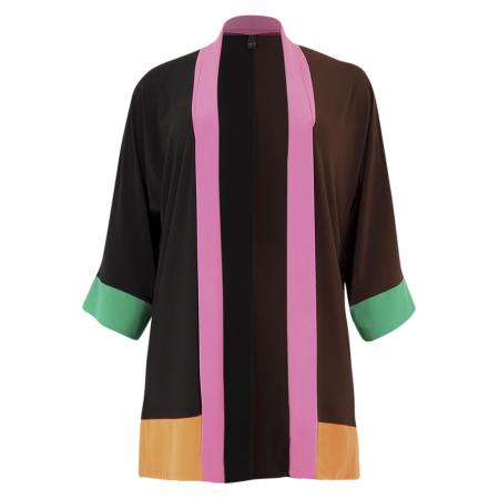 Yoek YOEK Gebreid vest bruin / groen / oranje / zwart