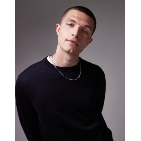 ARKET - Trui van merinowol met ronde hals in donkerblauw