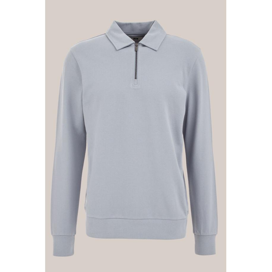 WE Fashion Heren regular fit sweater met rits - Regular fit - Lichtgrijs - Katoen - Maat: XS Grijs