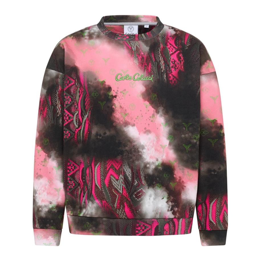 carlo colucci Carlo Colucci Sweatshirt Diop groen / pink / zwart / wit -