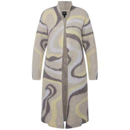 Ulla Popken Ulla Popken Gebreid vest greige / donkergrijs / lichtgroen / sering