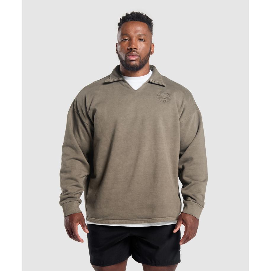 Gymshark Premium Legacy Pullover Camo Brown Bruin