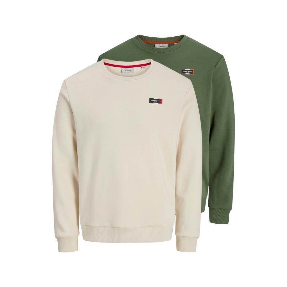 JJ Rebel JJ Rebel Sweatshirt JREBDRUMMER ecru / olijfgroen -
