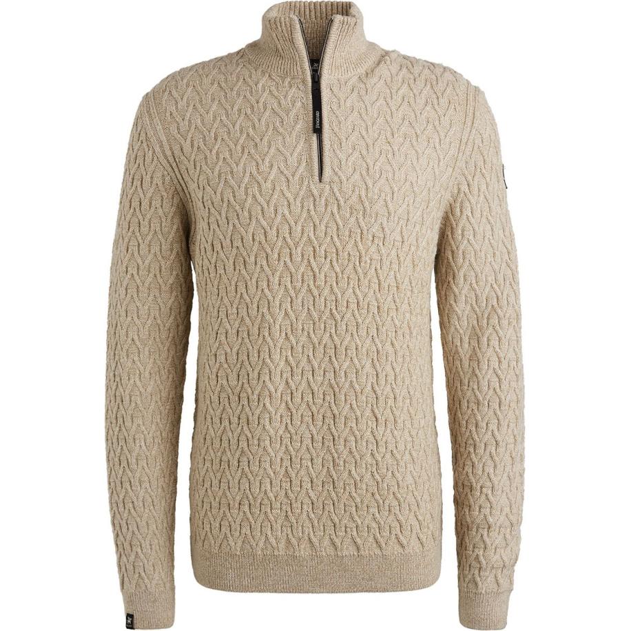 Vanguard Trui Half Zip Wol Beige Bruin