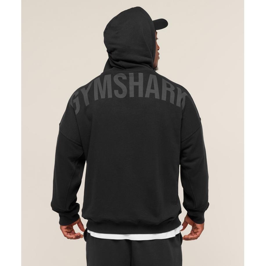 Gymshark Power Zip Up Hoodie Black/Asphalt Grey Zwart