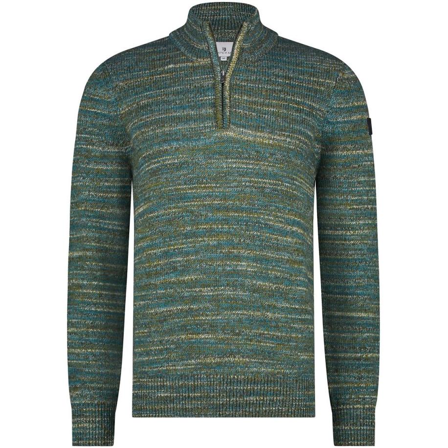 State Of Art Half Zip Trui Melange Groen Groen