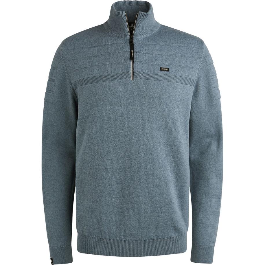 Vanguard Trui Half Zip Structuur Lichtblauw Blauw