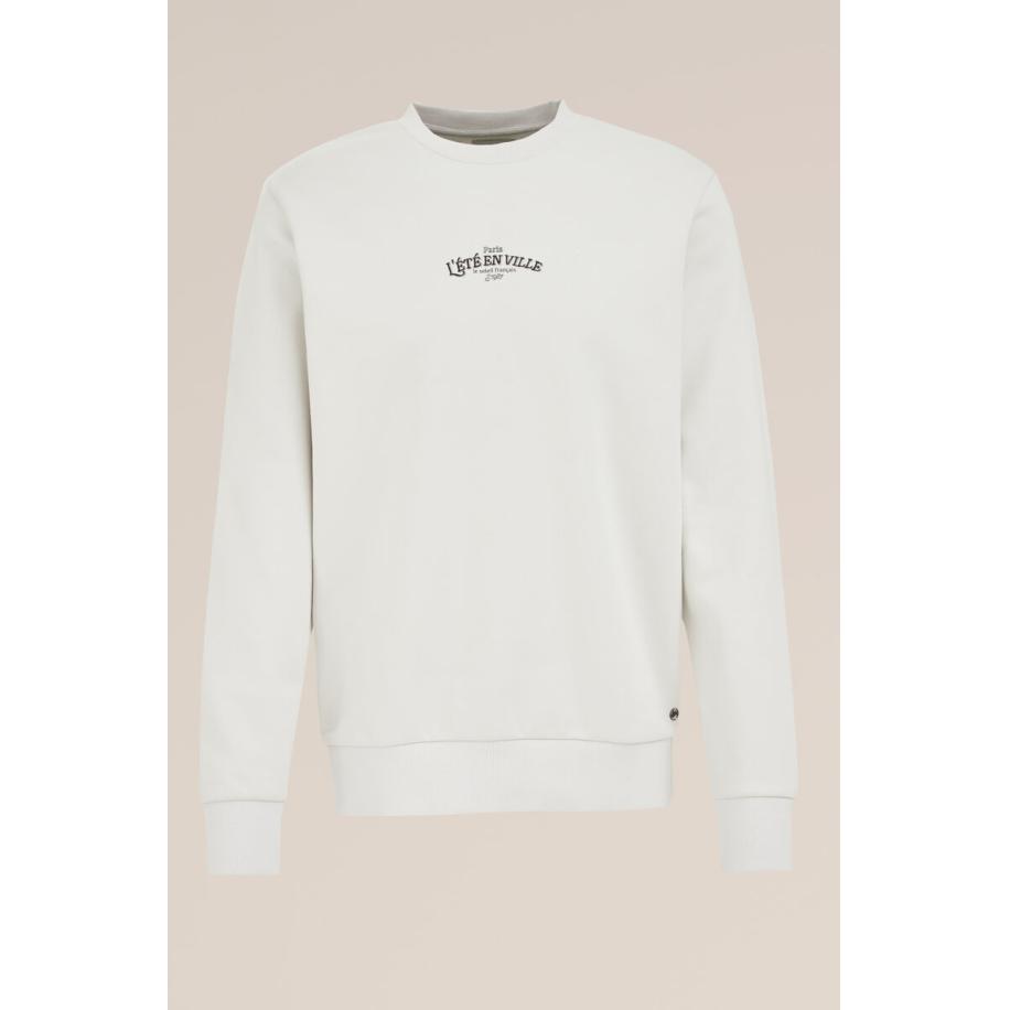 WE Fashion Heren Regular fit sweater met print - Regular fit - Beige - Katoen - Maat: S Bruin