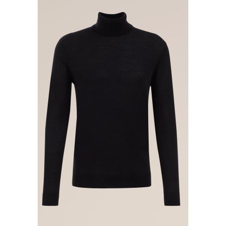 Fundamentals heren Slim fit coltrui van merinowol - Slim Fit - Zwart - Merino wol - Maat: S