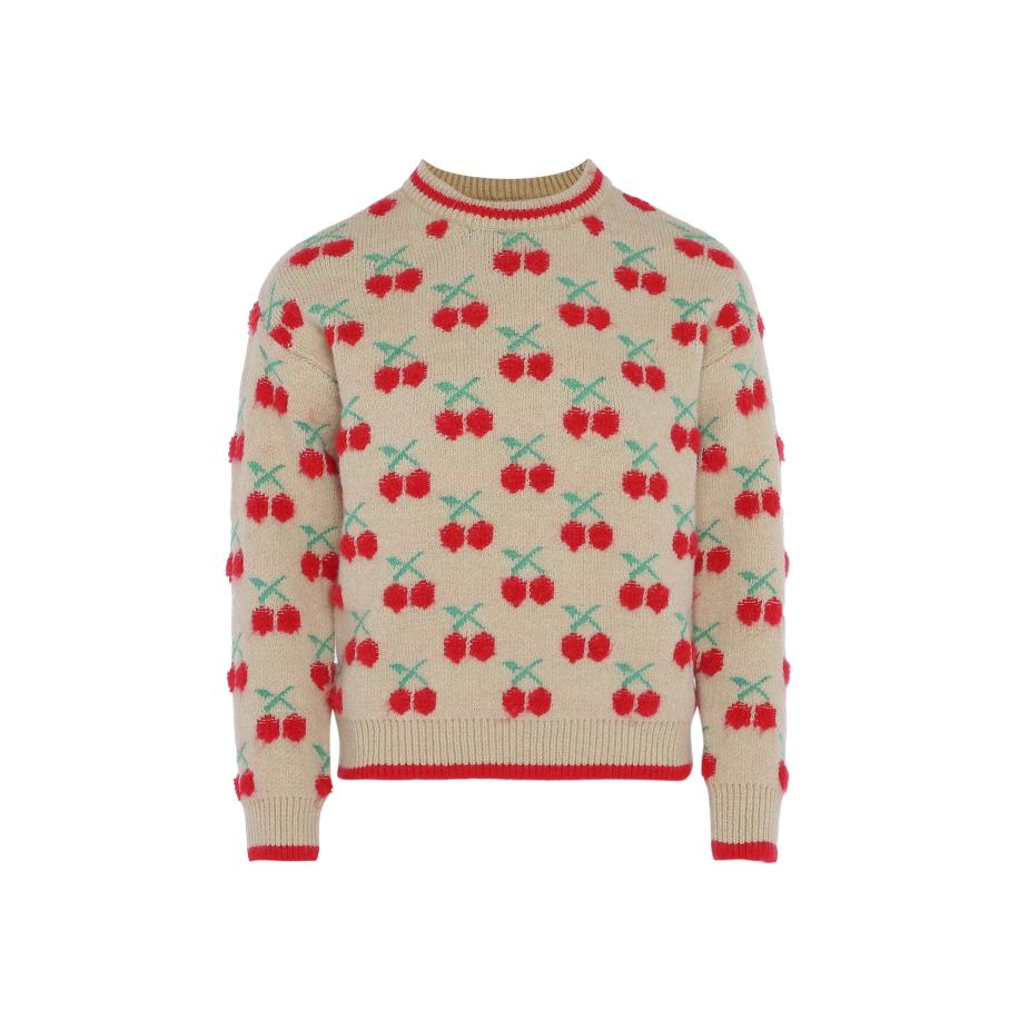 MYMO MYMO Trui donkerbeige / lichtgroen / rood -