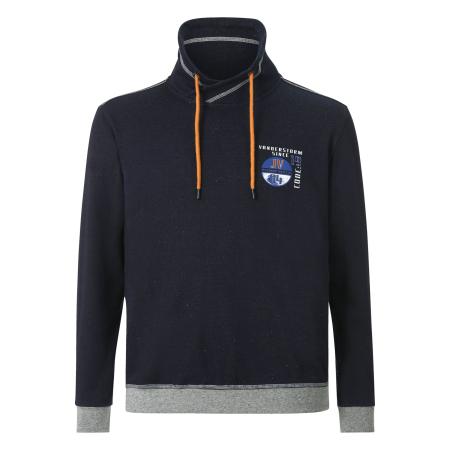 Jan Vanderstorm Sweatshirt Shawl kraagdonkerblauw, Effen