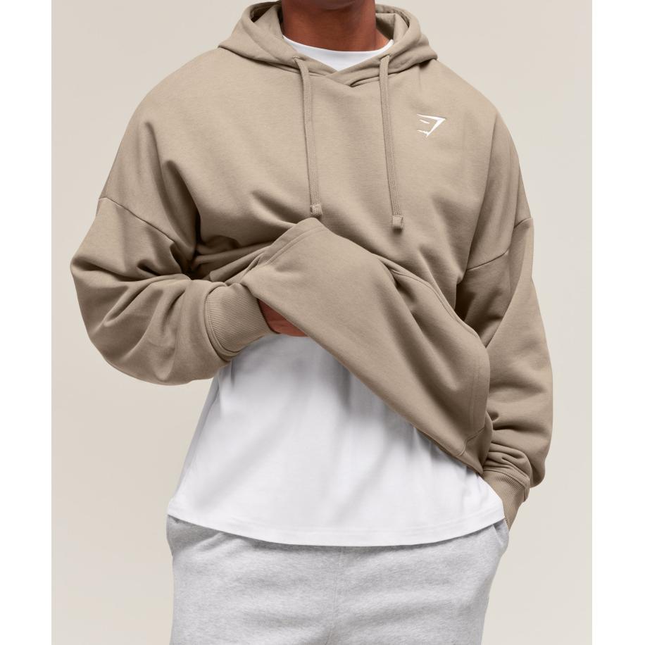Gymshark Crest Oversized Hoodie Lifestyle Brown Bruin