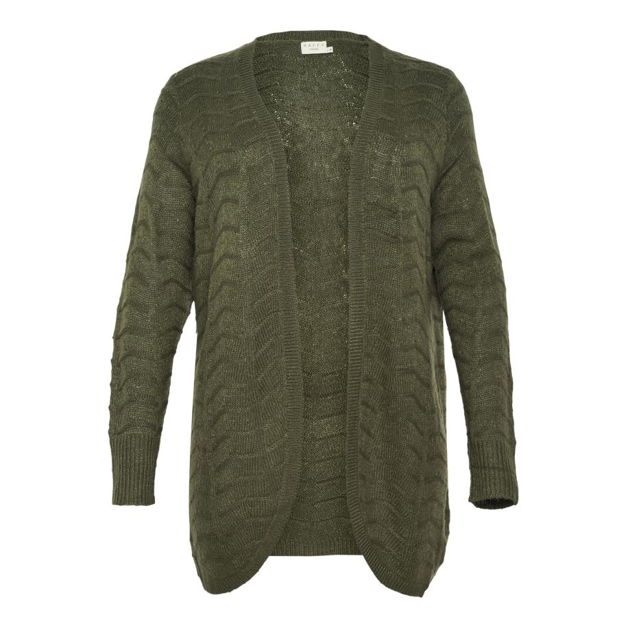 KAFFE CURVE Gebreid vest Emana olijfgroen Groen