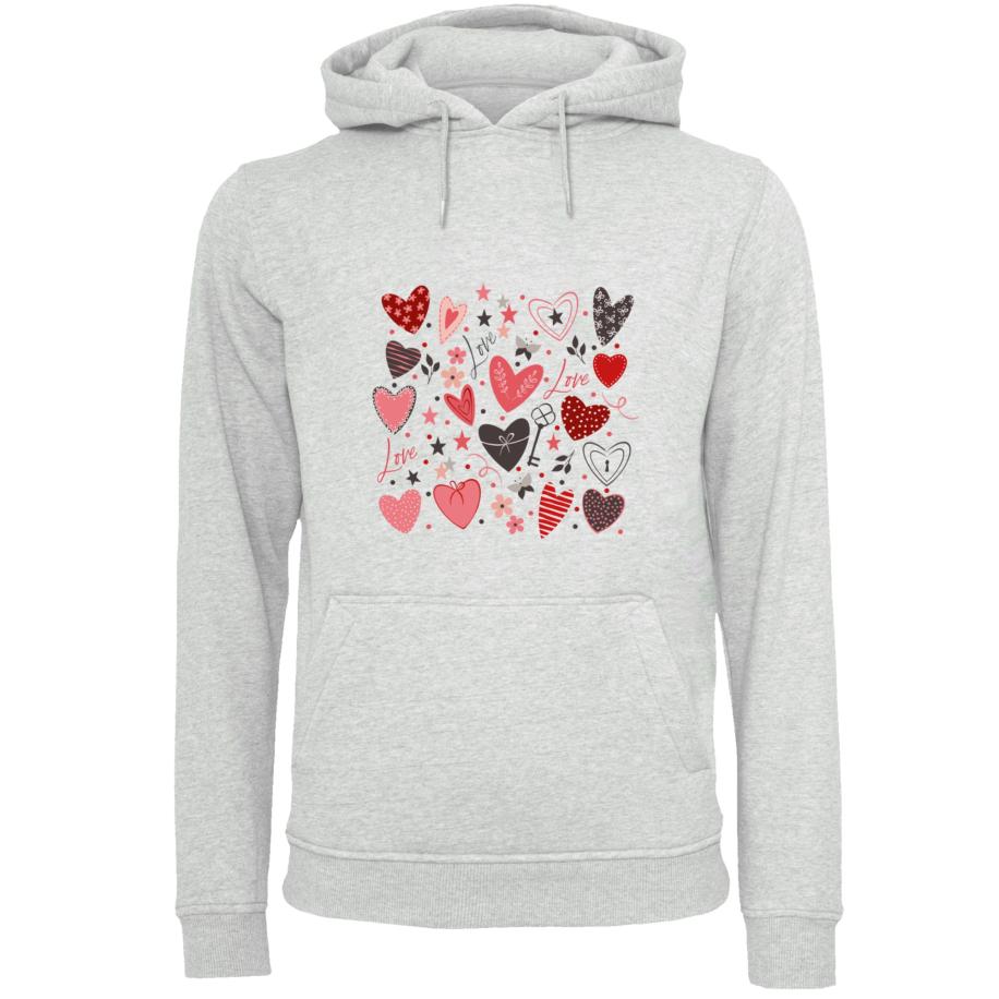 F4NT4STIC F4NT4STIC Sweatshirt Cute Herzen Variety Valentinstag grijs / donkergrijs / oudroze / bloedrood -