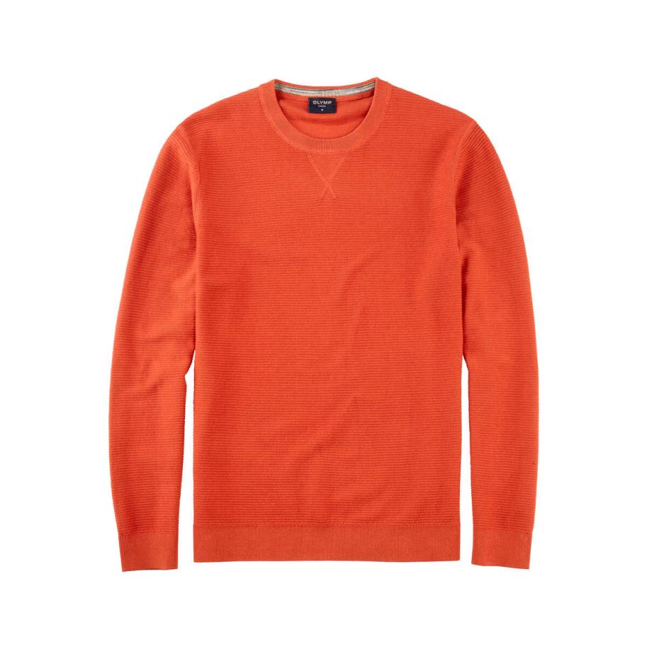 OLYMP Casual Trui ronde hals baksteenrood, Gestructureerd Rood