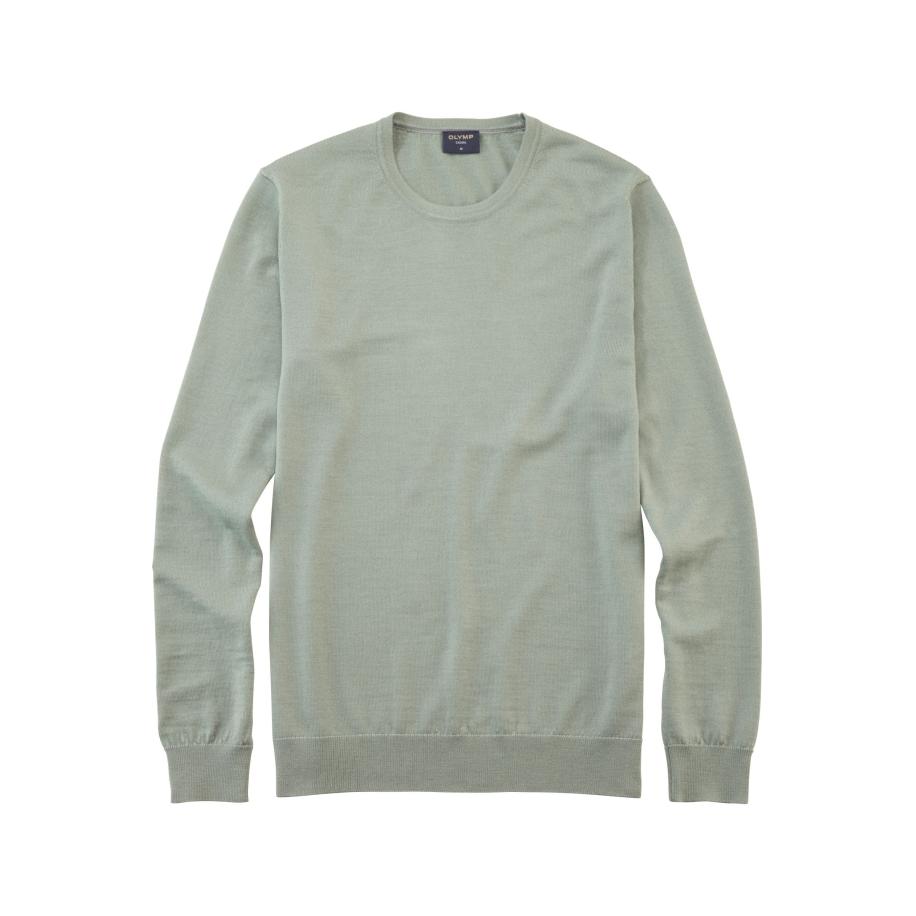 OLYMP Casual Trui ronde hals grijs-groen, Effen Groen
