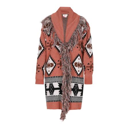 IZIA IZIA Gebreid vest bruin / roestbruin / zwart / wit