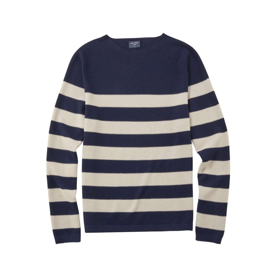 OLYMP Casual Trui ronde hals blauw/wit, Gestreept Blauw