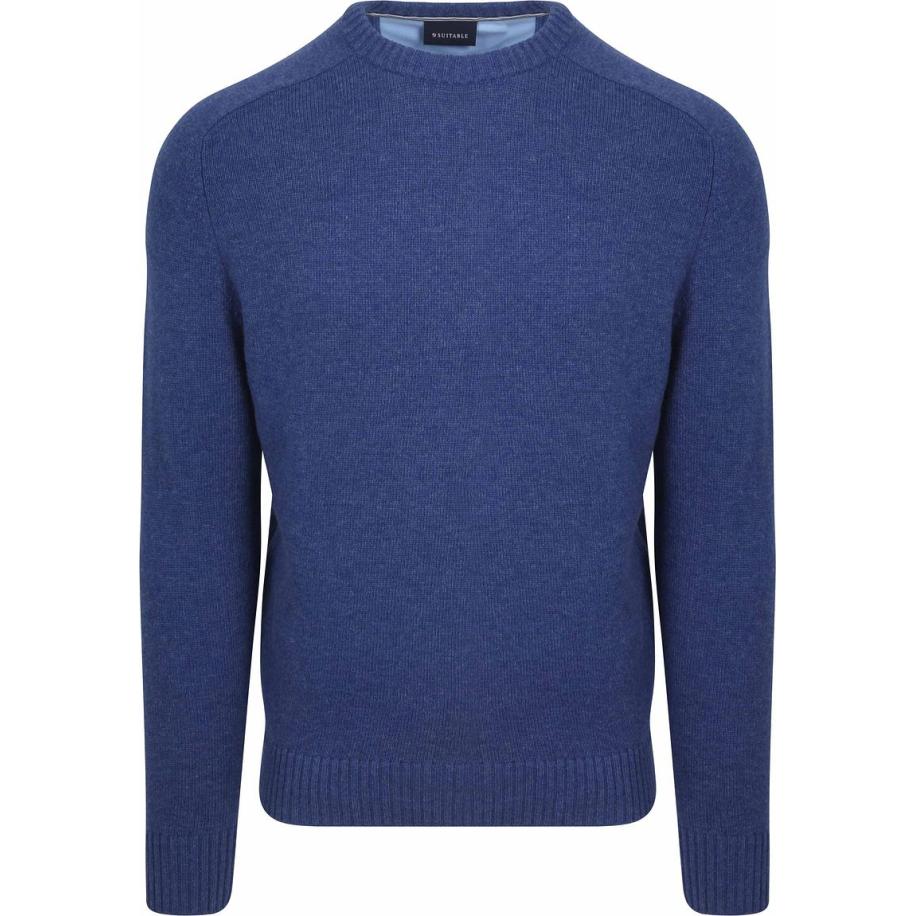 Suitable Lamswol Trui Ronde Hals Royal Blauw Blauw
