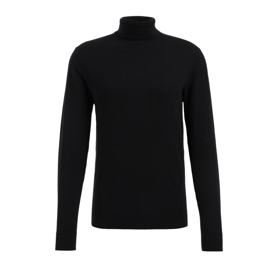 Fundamentals heren Slim fit fijngebreide coltrui - Zwart - Katoen - Maat: XXL Zwart