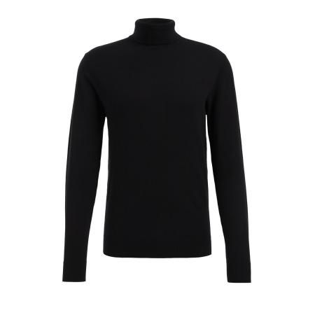 Fundamentals heren Slim fit fijngebreide coltrui - Zwart - Katoen - Maat: XXL