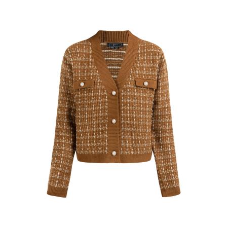 Faina faina Gebreid vest karamel / wit