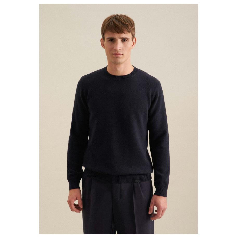 Seidensticker Trui ronde halsdonkerblauw, Effen Blauw