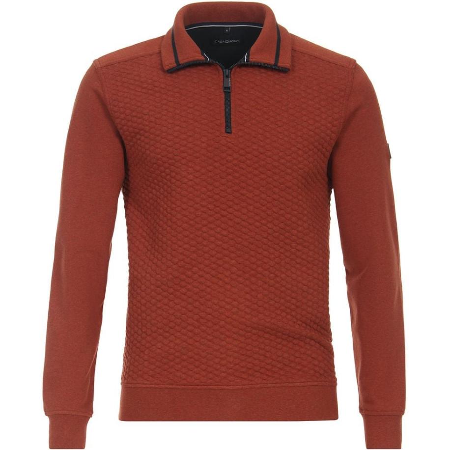 Casa Moda Halfzip Trui Structuur Rood Rood