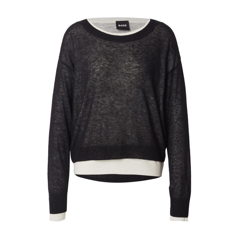 Hugo Boss BOSS Trui Femok zwart gemêleerd / wit -
