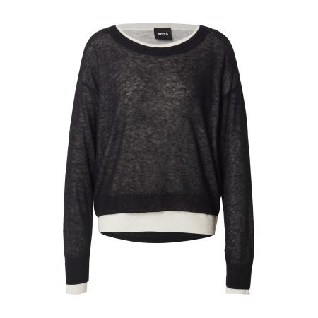 Hugo Boss BOSS Trui Femok zwart gemêleerd / wit