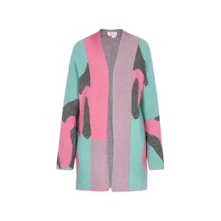 IZIA IZIA Gebreid vest turquoise / pink / zwart