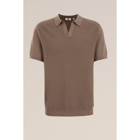 WE Fashion Heren Regular fit polo met structuur - Regular fit - Taupe - Katoen - Maat: S