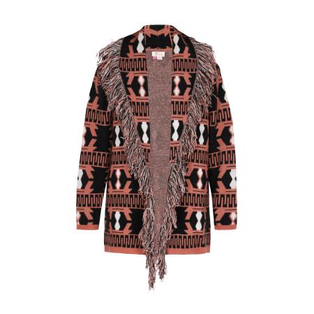 IZIA IZIA Gebreid vest kastanjebruin / zwart / wit