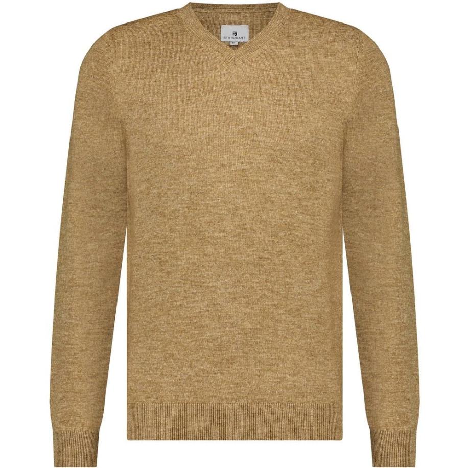 State Of Art Trui V-Hals Beige Melange Bruin