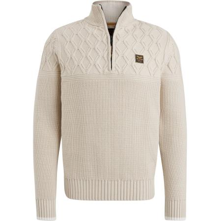 PME Legend Knitted Half Zip Trui Ecru