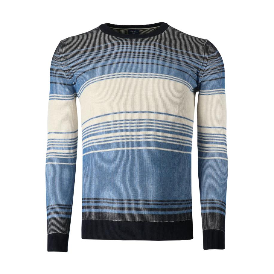 Marvelis Casual Trui ronde hals marine, Gestreept Blauw
