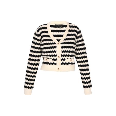 Faina faina Gebreid vest lichtbeige / zwart