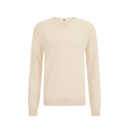 Fundamentals heren Slim fit fijngebreide trui van katoenmix - Slim Fit - Beige - Katoen - Maat: XS