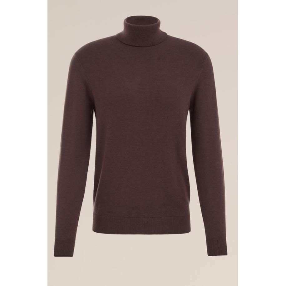 Fundamentals heren Slender fit fijngebreide coltrui - Bruin - Katoen - Maat: XXXL Bruin