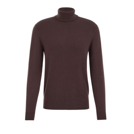 Fundamentals heren Slender fit fijngebreide coltrui - Bruin - Katoen - Maat: L